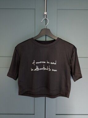 Black Graphic Crop Top | "Of Course I'm Sad I'm Attracted to Men" | Size XS